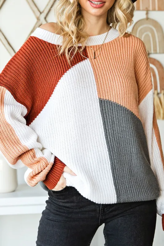 Color Block Drop Shoulder Long Sleeve Sweater sold by Charming Charlie