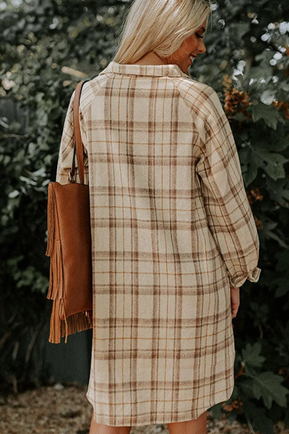 Plaid Collared Neck Long Sleeve Mini Shirt Dress sold by Charming Charlie product image thumbnail 4