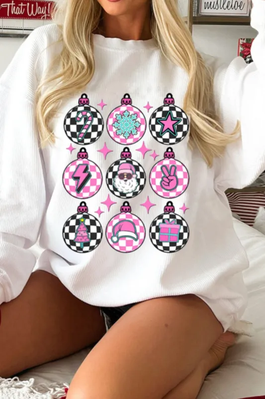 Christmas Pattern Drop Shoulder Ribbed Sweatshirt sold by Charming Charlie
