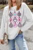Christmas Pattern Drop Shoulder Ribbed Sweatshirt sold by Charming Charlie