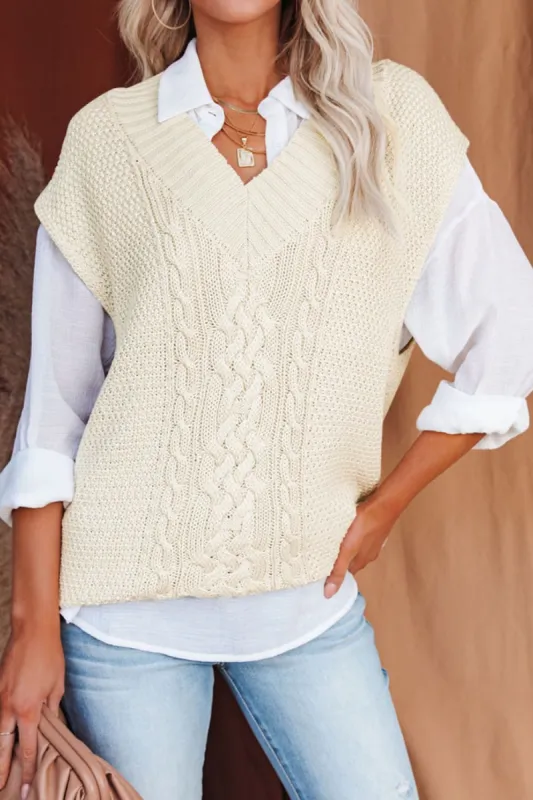 Cable-Knit V-Neck Sweater Vest sold by Charming Charlie