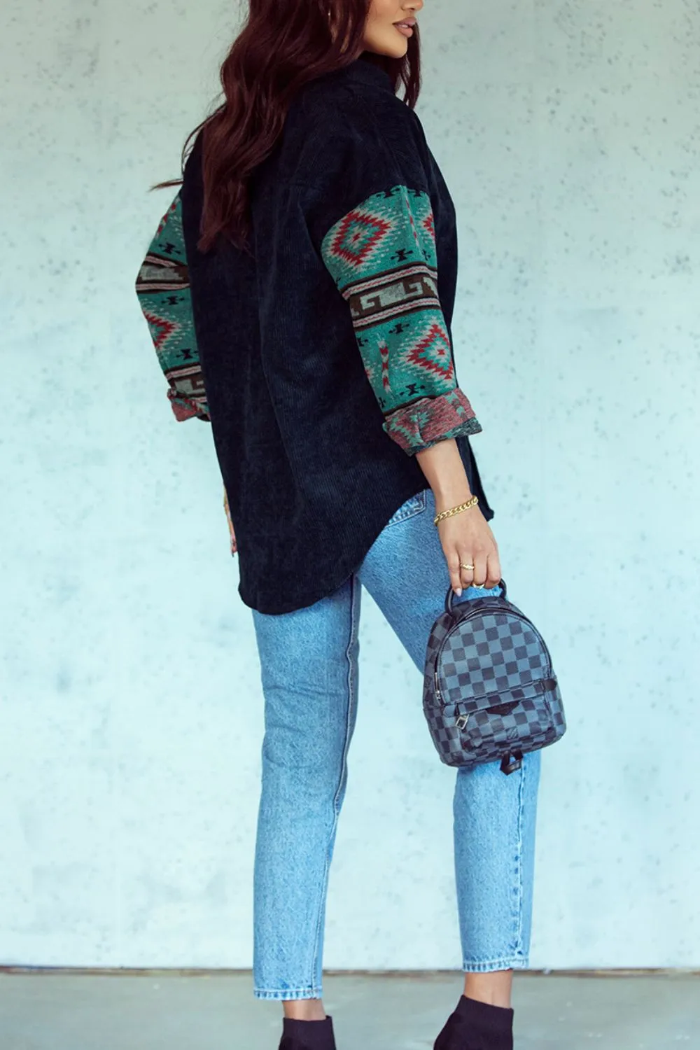 Pocketed Geometric Collared Neck Shacket sold by Charming Charlie product image thumbnail 5