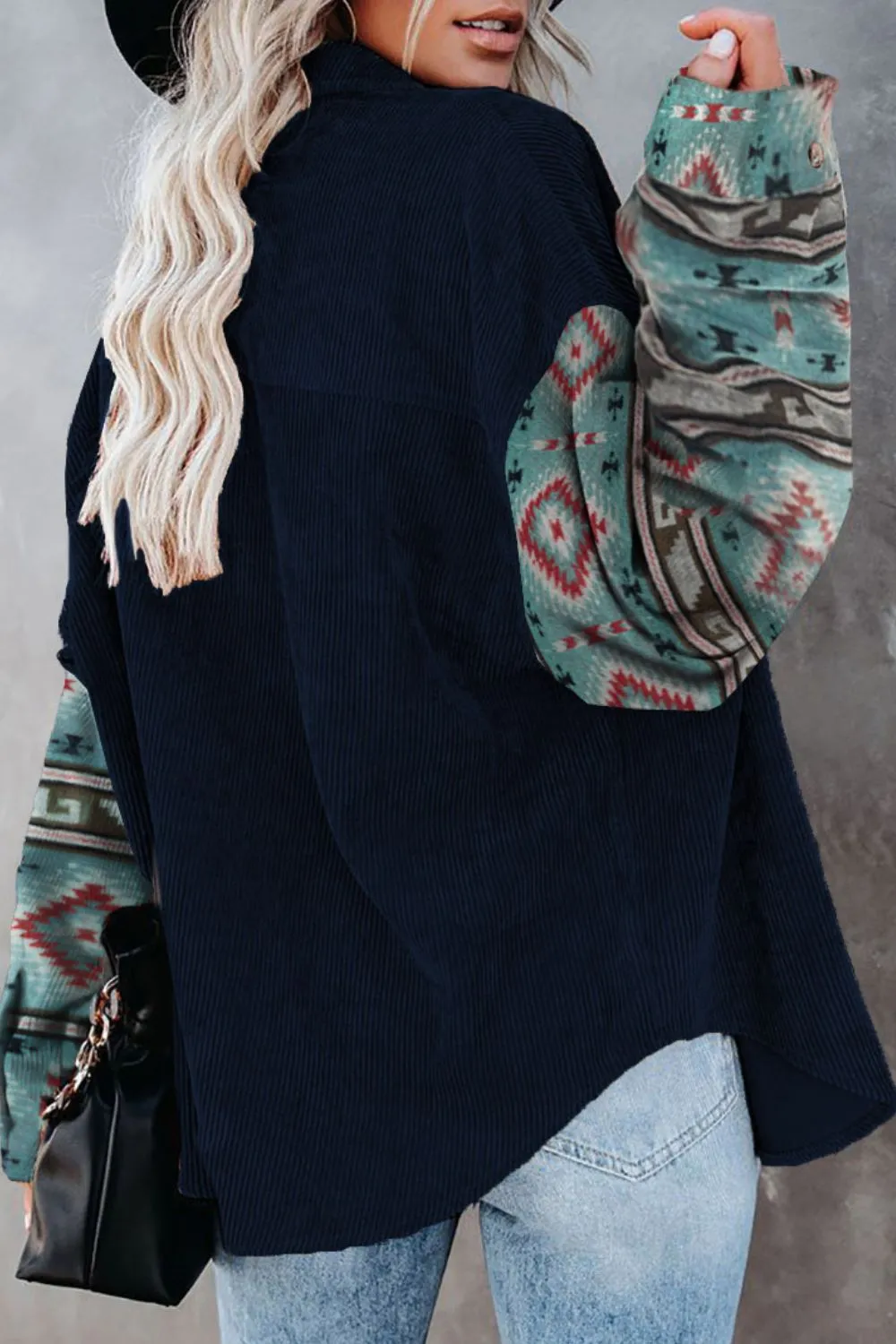 Pocketed Geometric Collared Neck Shacket sold by Charming Charlie product image thumbnail 3