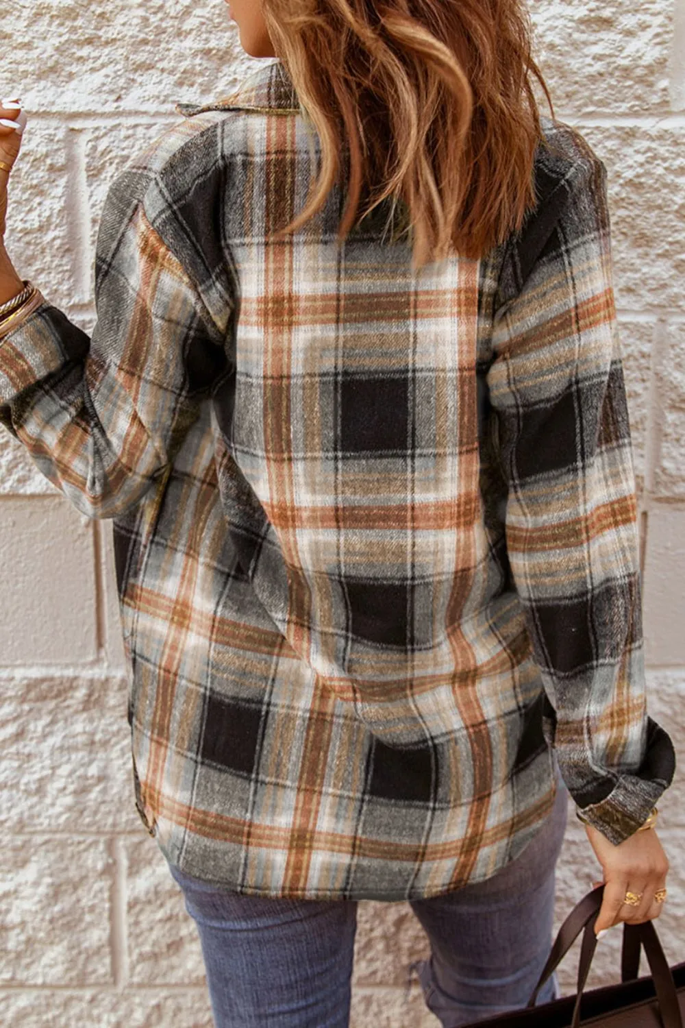 Plaid Collared Neck Button Up Long Sleeve Shirt sold by Charming Charlie product image thumbnail 4