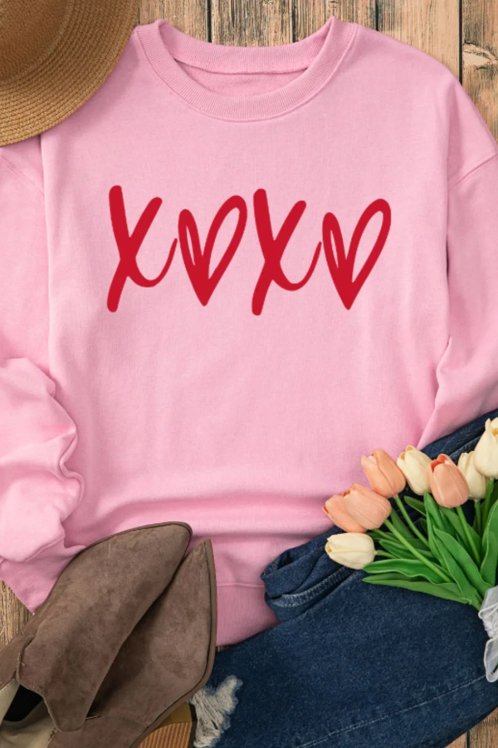 Valentine’s Day XOXO Round Neck Drop Shoulder Sweatshirt sold by Charming Charlie product image thumbnail 4