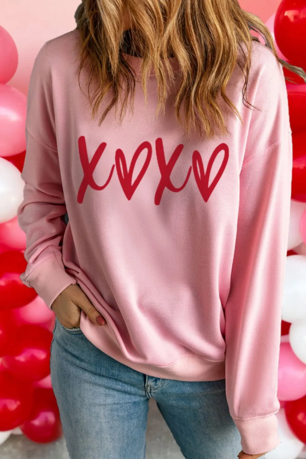 Valentine’s Day XOXO Round Neck Drop Shoulder Sweatshirt sold by Charming Charlie product image thumbnail 2