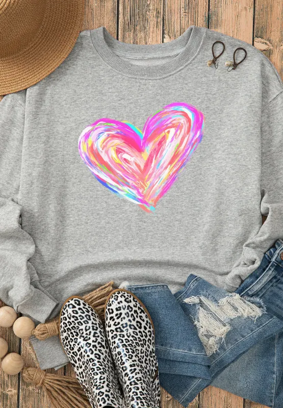 Valentine’s Day Heart Round Neck Drop Shoulder Sweatshirt sold by Charming Charlie product image thumbnail 4