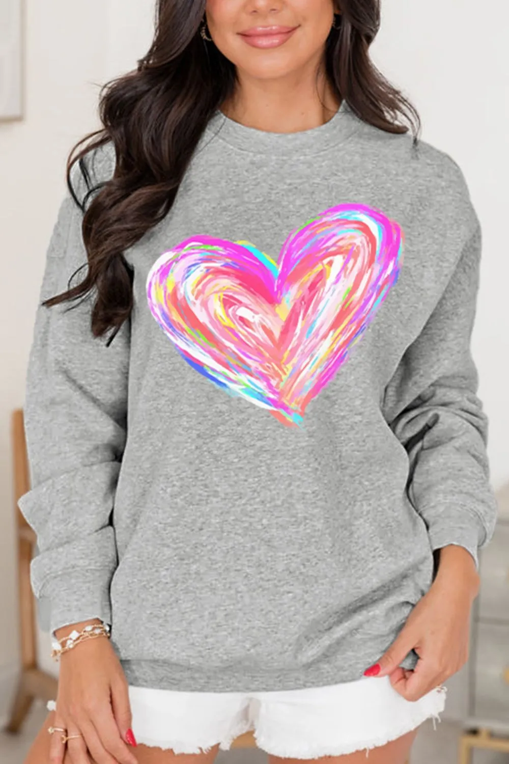 Valentine’s Day Heart Round Neck Drop Shoulder Sweatshirt sold by Charming Charlie product image thumbnail 2