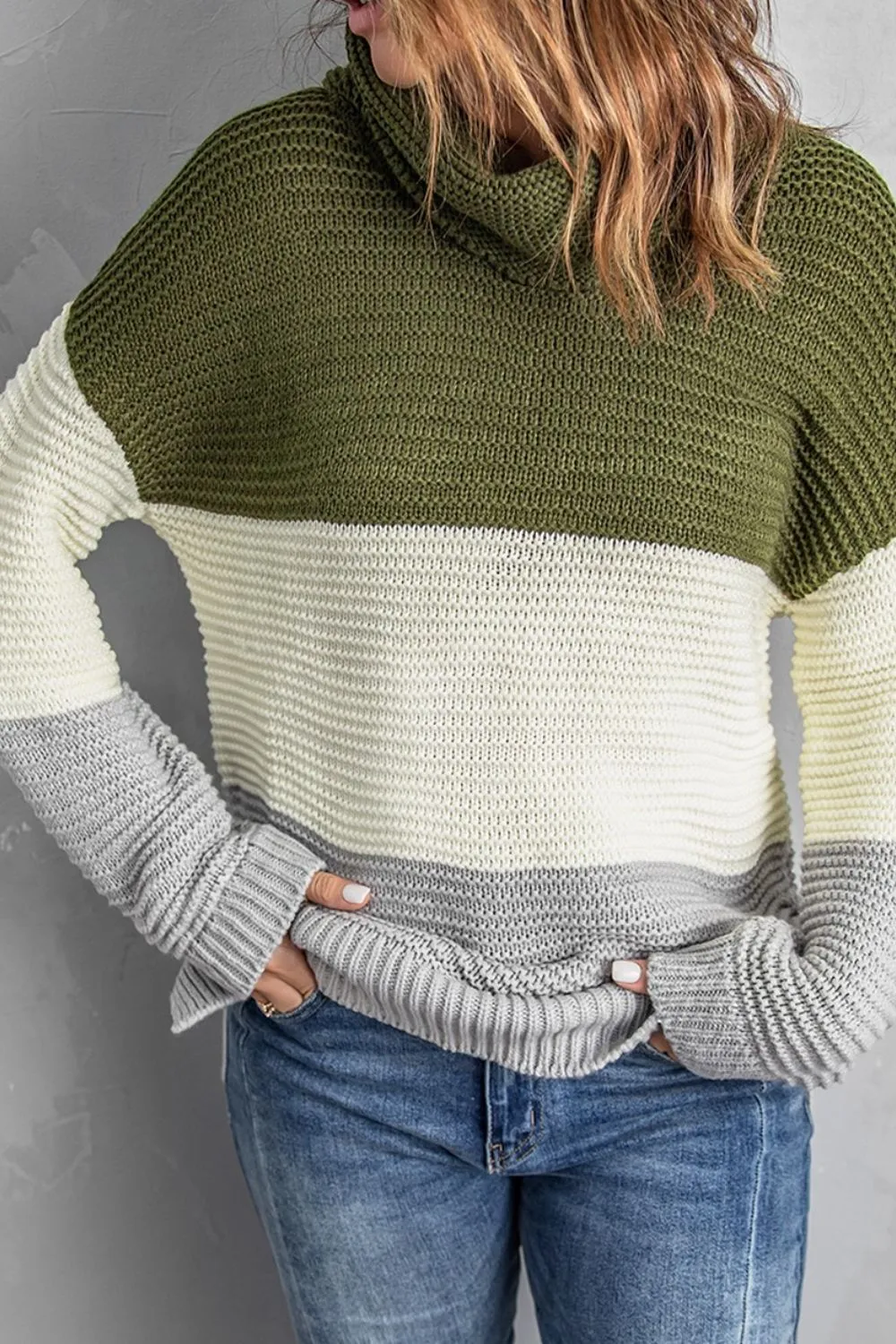 Color Block Turtleneck Long Sleeve Sweater sold by Charming Charlie product image thumbnail 4