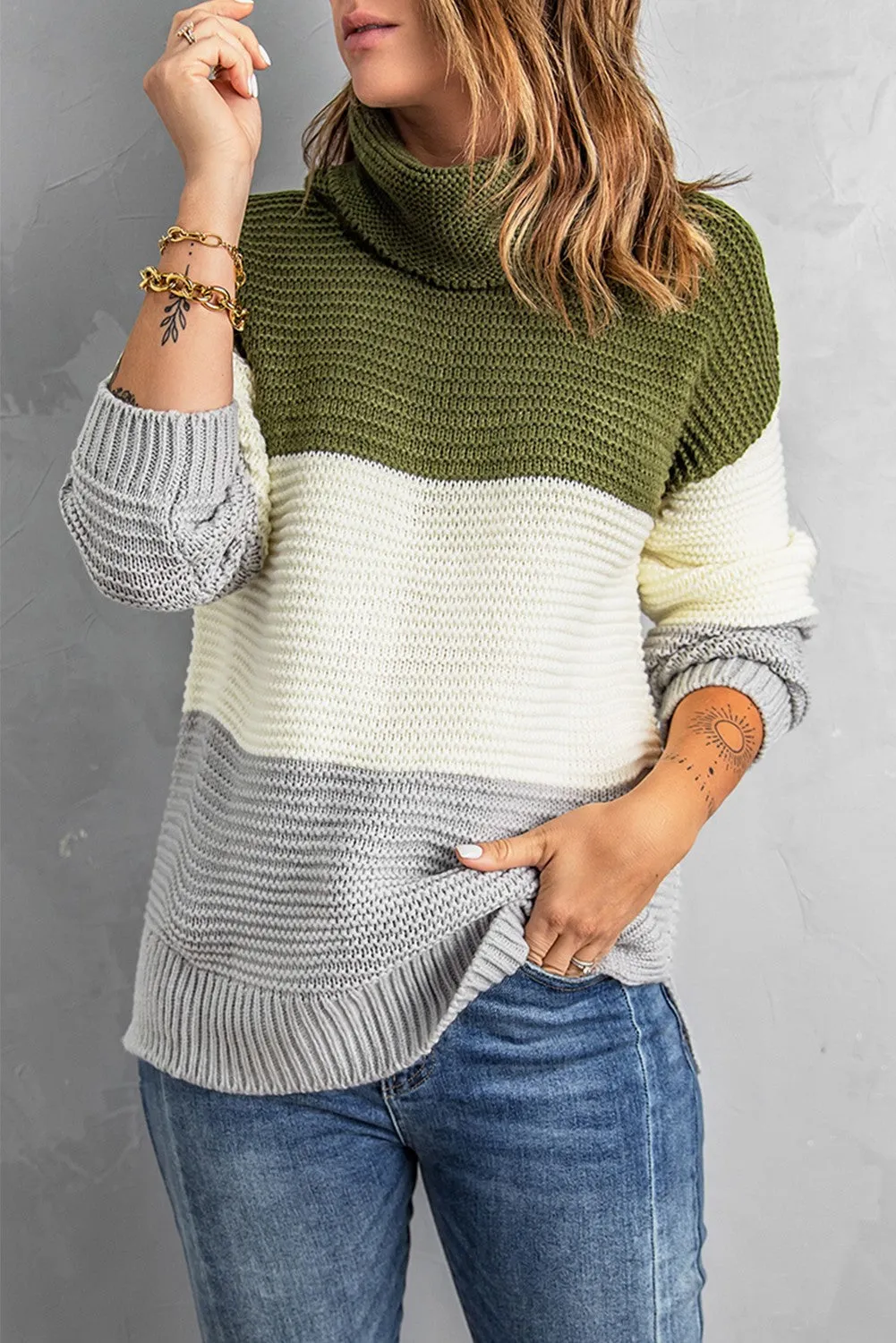 Color Block Turtleneck Long Sleeve Sweater sold by Charming Charlie