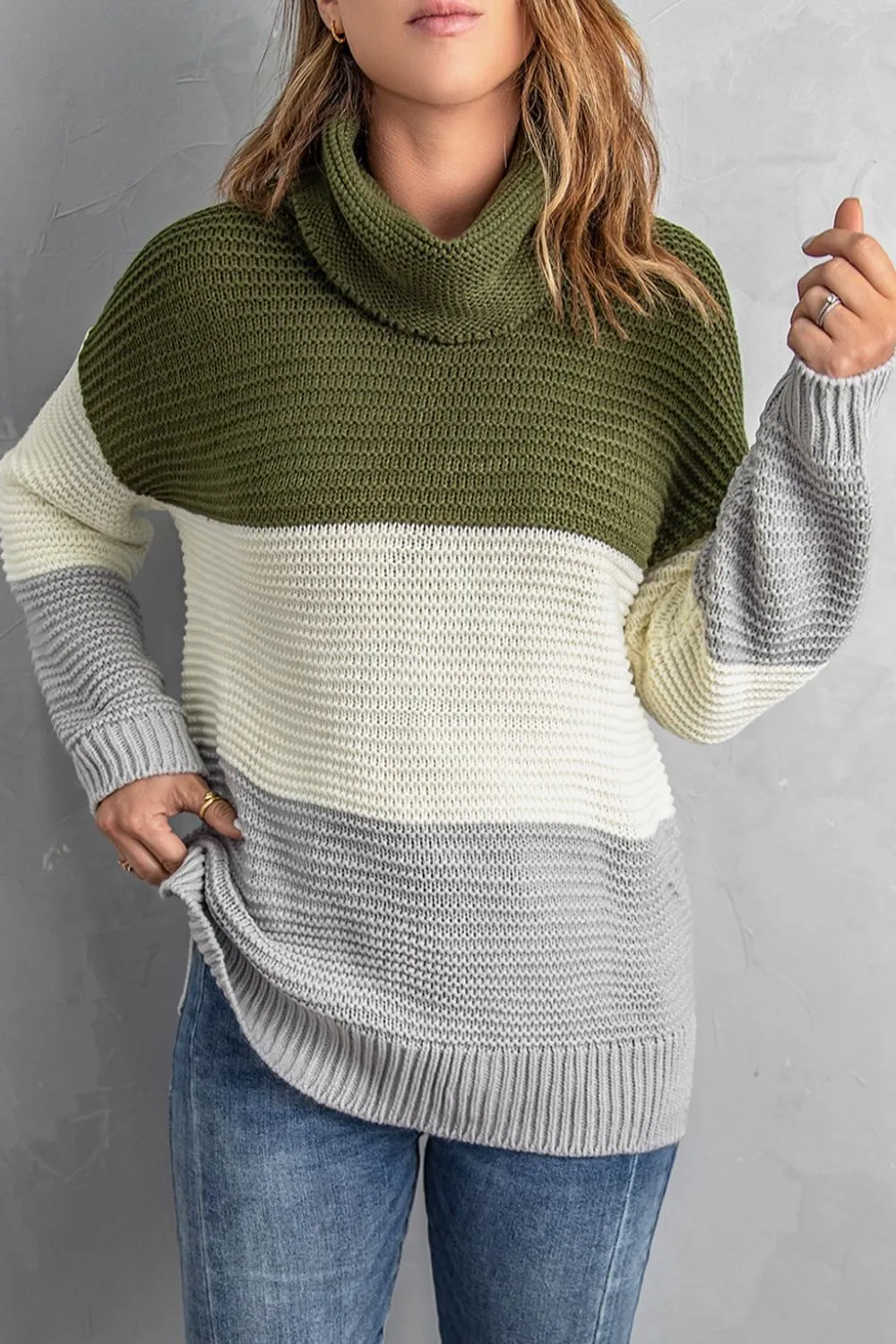 Color Block Turtleneck Long Sleeve Sweater sold by Charming Charlie product image thumbnail 2