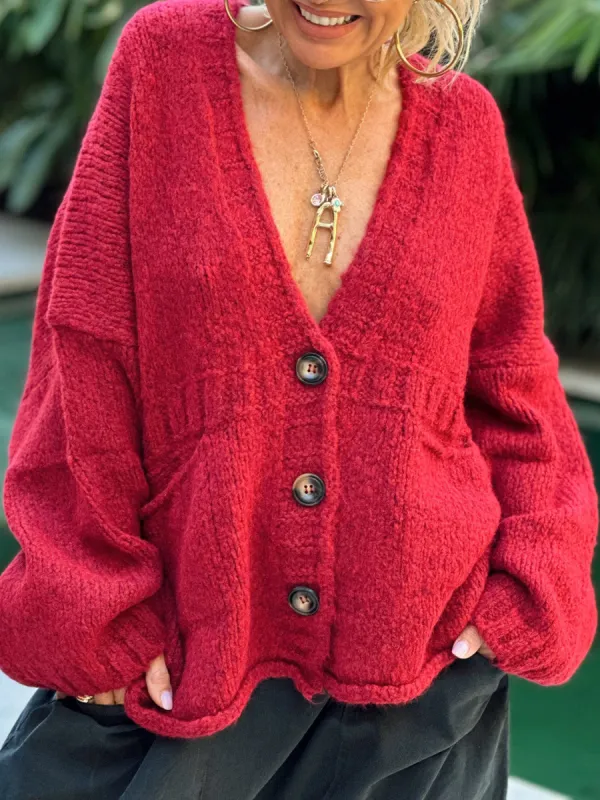 Pocketed V-Neck Button Up Cardigan sold by Charming Charlie