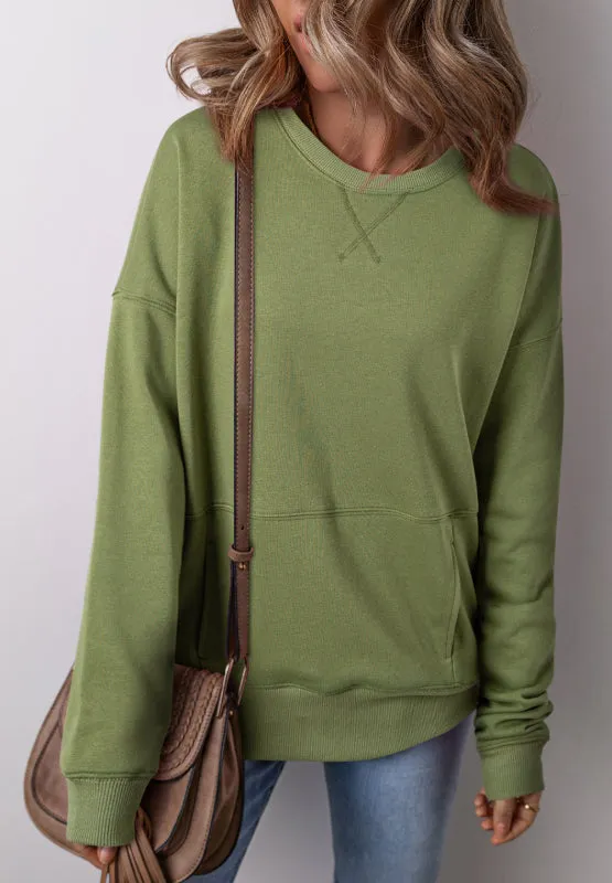 Solid Color Round Neck Long Sleeve Sweatshirt sold by Charming Charlie product image thumbnail 2
