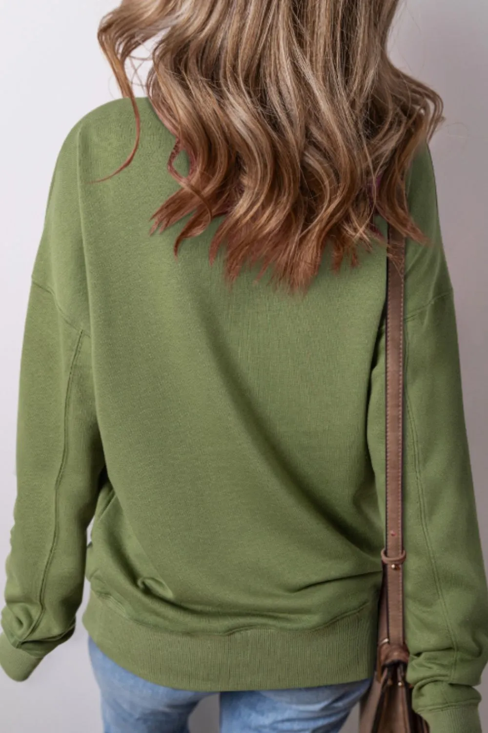 Solid Color Round Neck Long Sleeve Sweatshirt sold by Charming Charlie product image thumbnail 3