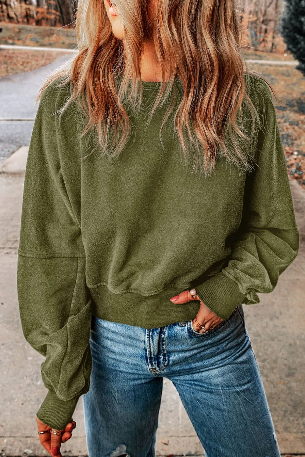 Cutout Round Neck Long Sleeve Sweatshirt sold by Charming Charlie product image thumbnail 2