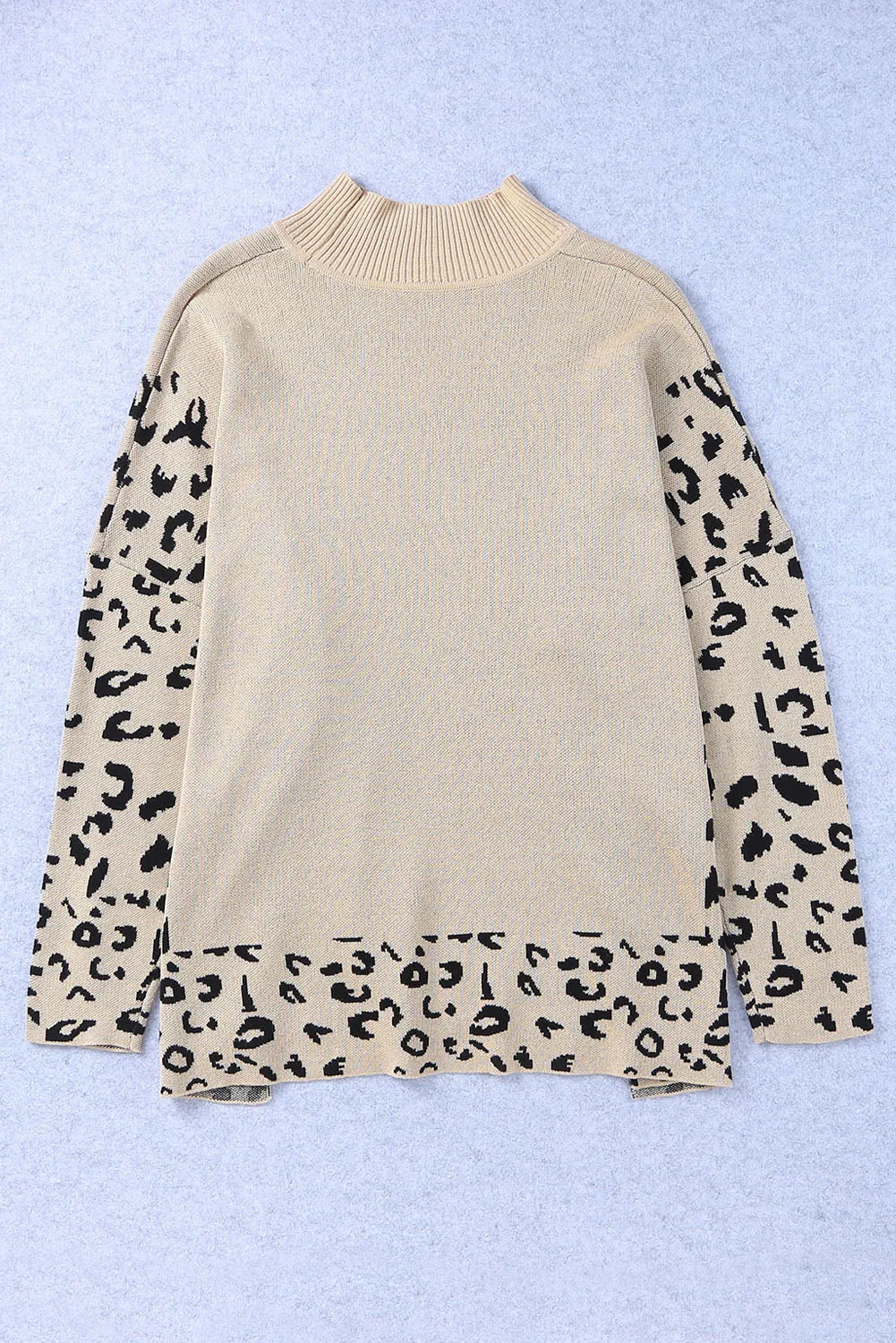 Slit Leopard Mock Neck Dropped Shoulder Sweater sold by Charming Charlie product image thumbnail 5