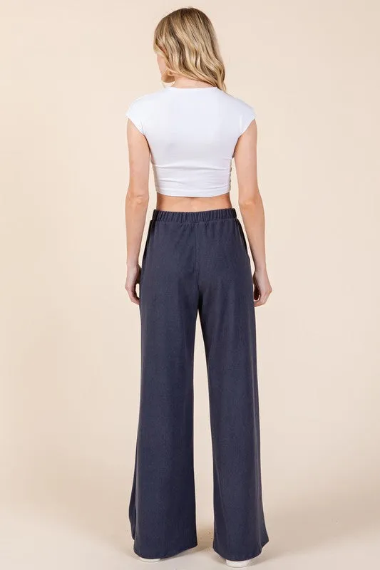 BOMBOM Elastic Waist Wide Leg Pants with Pockets sold by Charming Charlie product image thumbnail 2