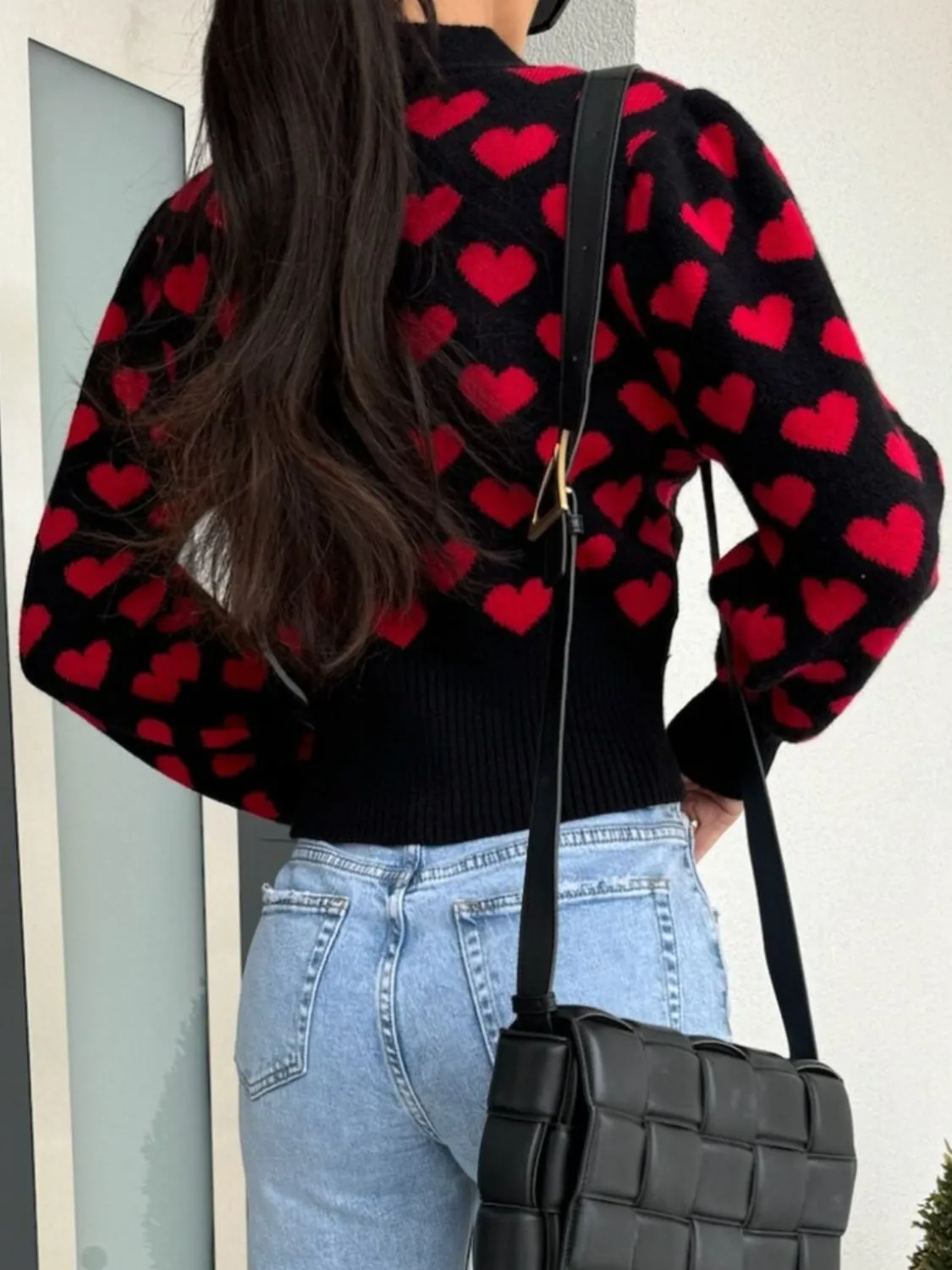 Valentine’s Day Heart V-Neck Cropped Cardigan sold by Charming Charlie product image thumbnail 3