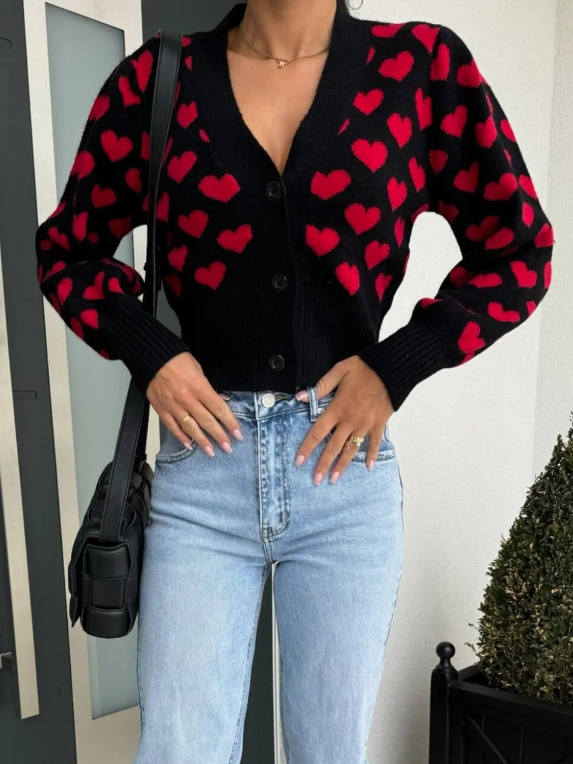 Valentine’s Day Heart V-Neck Cropped Cardigan sold by Charming Charlie product image thumbnail 2