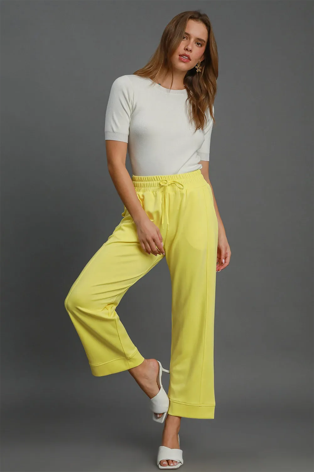 Umgee Drawstring Elastic Waist Wide Leg Pants sold by Charming Charlie product image thumbnail 3