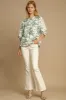 Umgee Floral Pleated Detail Lace Trim Sleeve Blouse sold by Charming Charlie