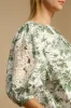 Umgee Floral Pleated Detail Lace Trim Sleeve Blouse sold by Charming Charlie
