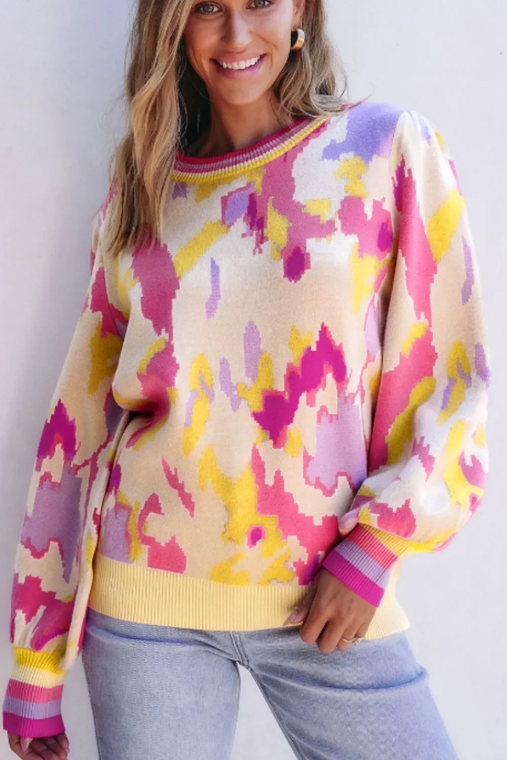 Contrast Round Neck Long Sleeve Sweater sold by Charming Charlie product image thumbnail 2