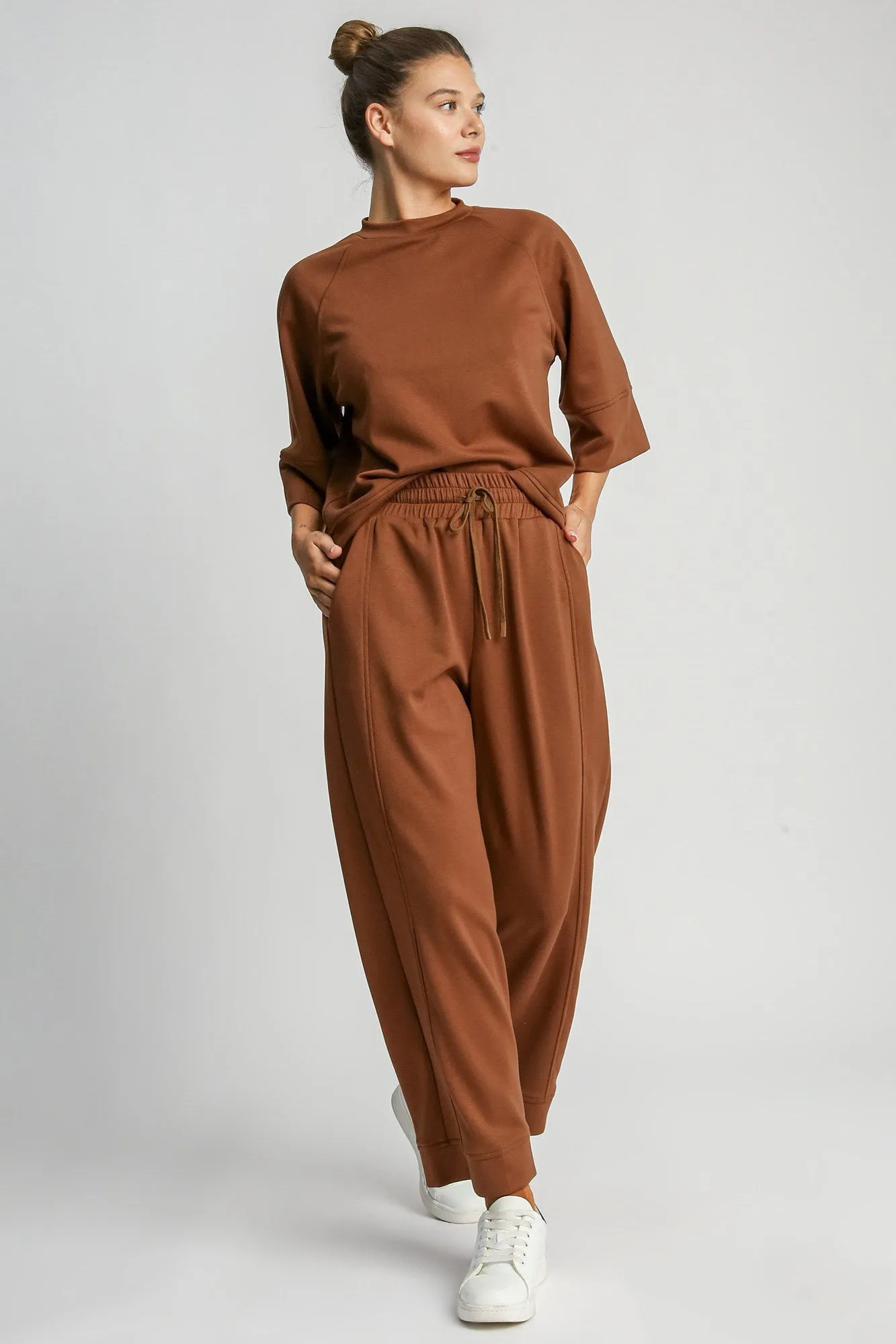 Umgee Full Size Drawstring Wide Leg Pants with Pockets sold by Charming Charlie