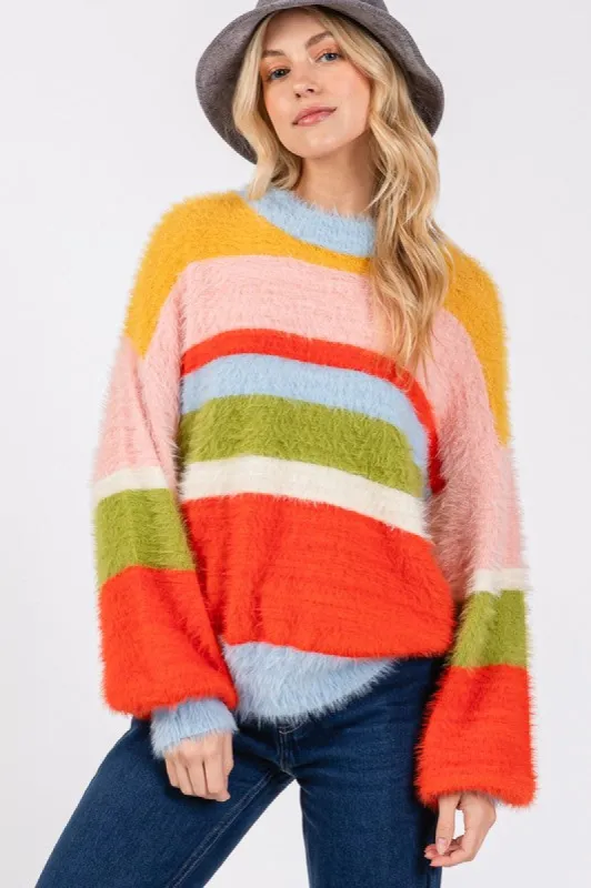 SAGE + FIG Color Block Round Neck Dropped Shoulder Sweater sold by Charming Charlie