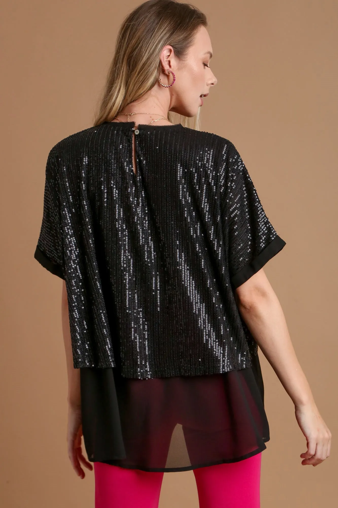Umgee Sequin Half Sleeve Layered Blouse sold by Charming Charlie product image thumbnail 2