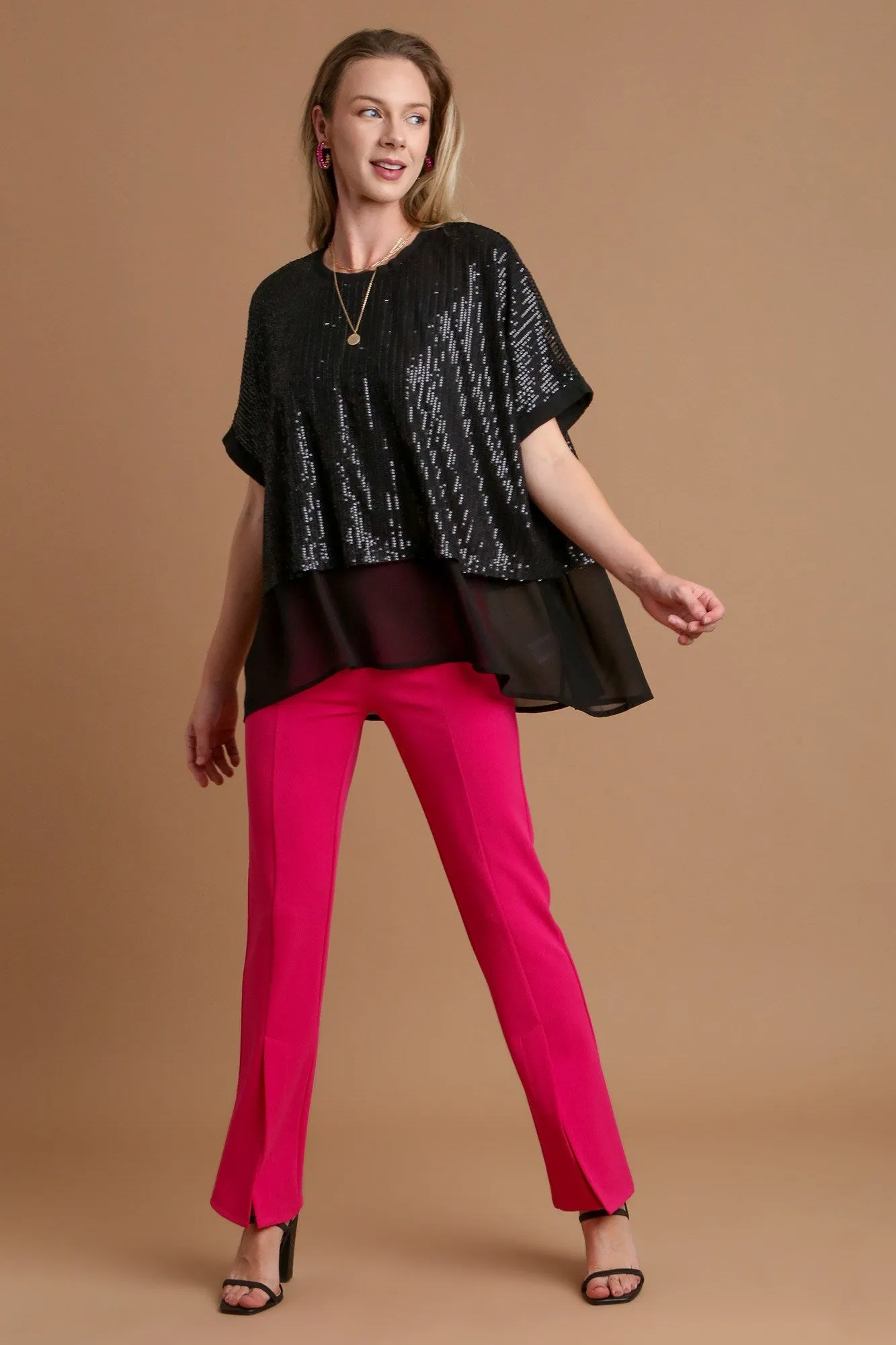 Umgee Sequin Half Sleeve Layered Blouse sold by Charming Charlie product image thumbnail 3