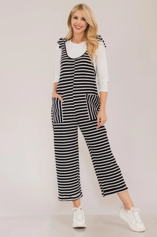 Celeste Full Size Striped Scoop Neck Overalls with Pockets sold by Charming Charlie