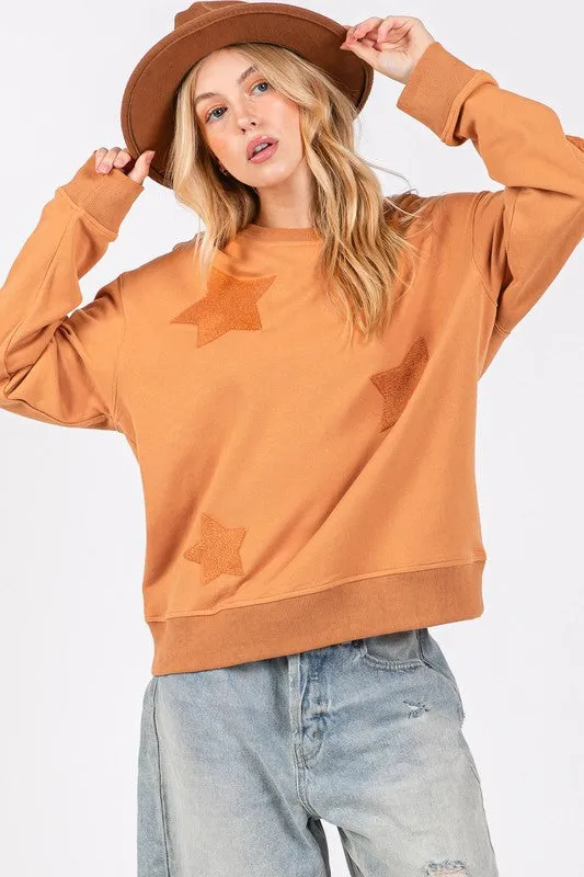 SAGE + FIG Star Patch Long Sleeve Sweatshirt sold by Charming Charlie product image thumbnail 4