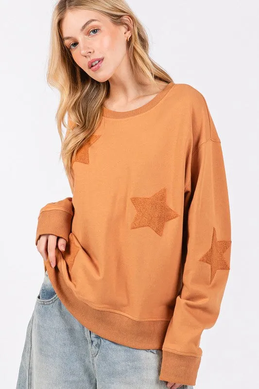 SAGE + FIG Star Patch Long Sleeve Sweatshirt sold by Charming Charlie product image thumbnail 3