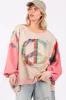 SAGE + FIG Full Size Contrast Peace Patch Dropped Shoulder Sweatshirt sold by Charming Charlie