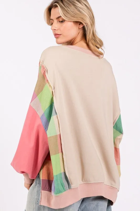 SAGE + FIG Full Size Contrast Peace Patch Dropped Shoulder Sweatshirt sold by Charming Charlie product image thumbnail 2