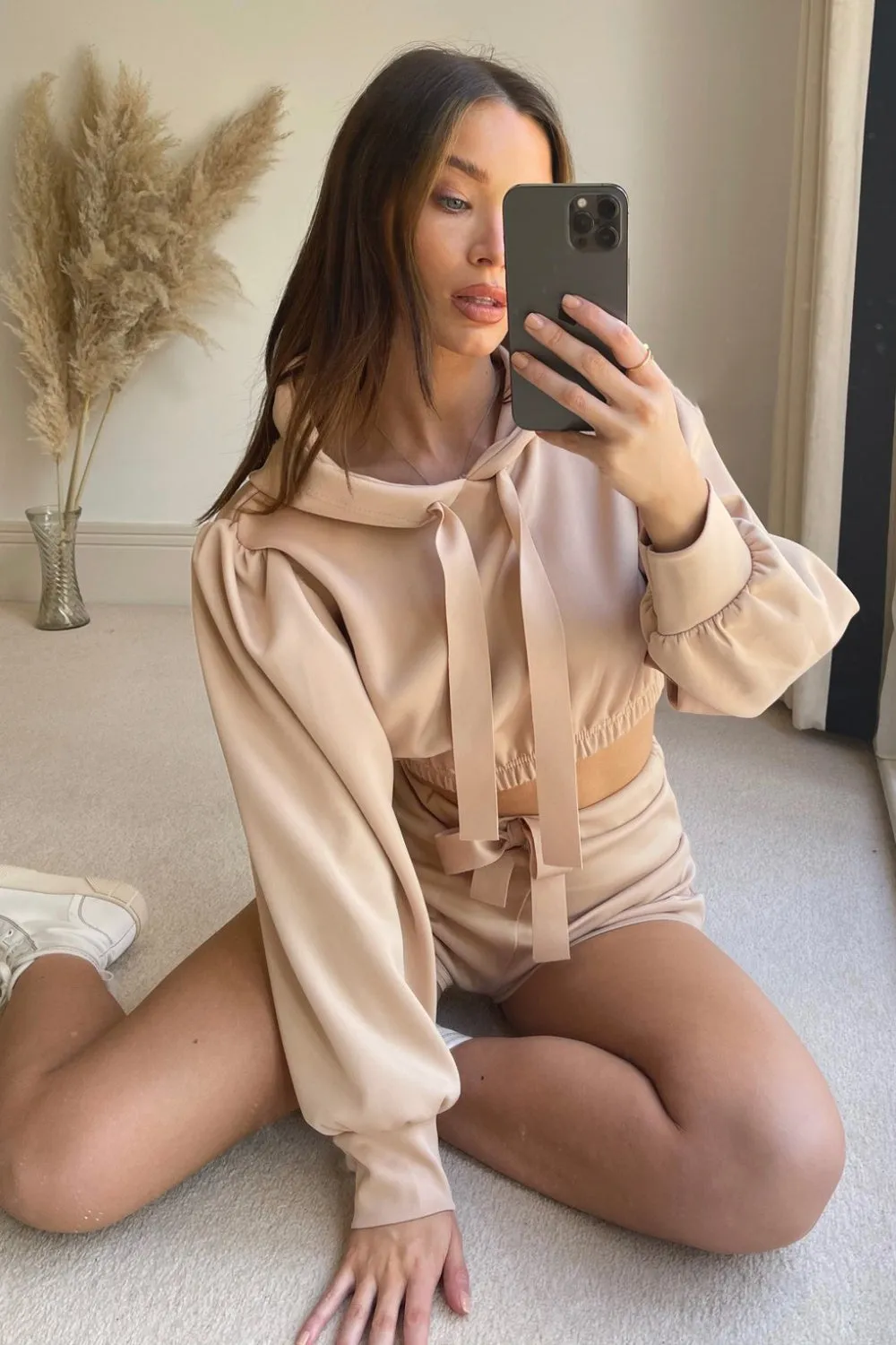 Drawstring Long Sleeve Hooded Top and Shorts Set sold by Charming Charlie product image thumbnail 3