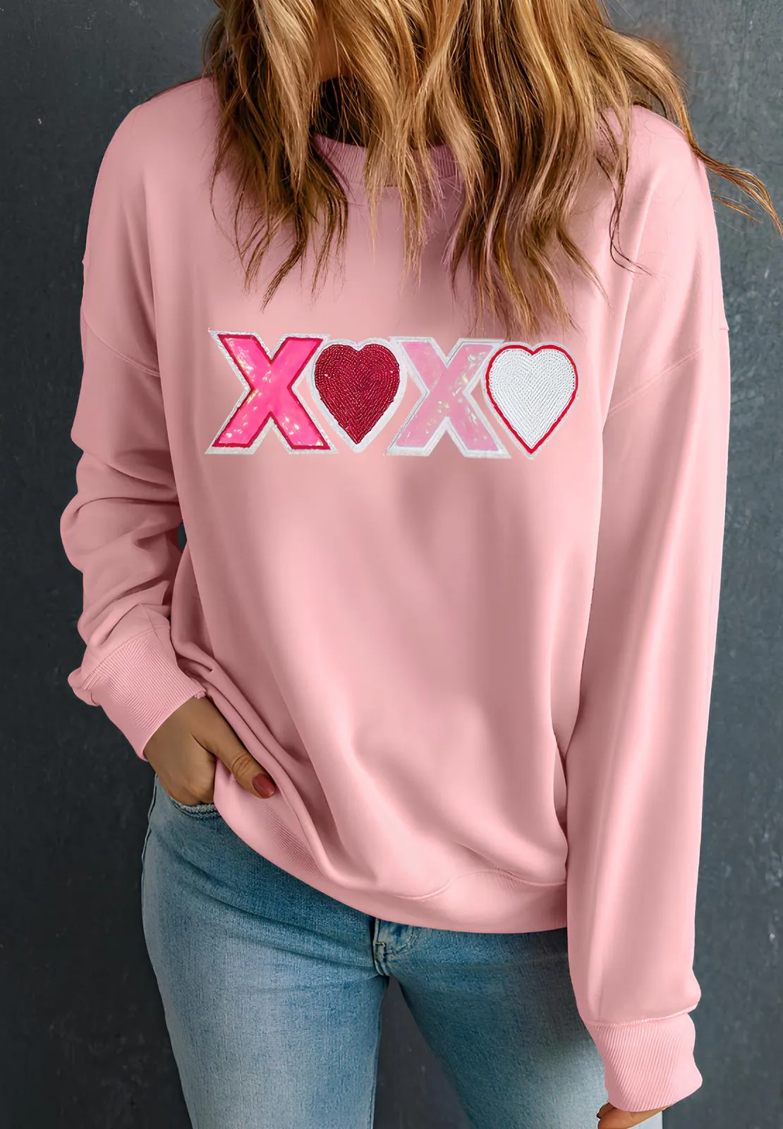 Valentine’s Day XOXO Round Neck Long Sleeve Sweatshirt sold by Charming Charlie product image thumbnail 3