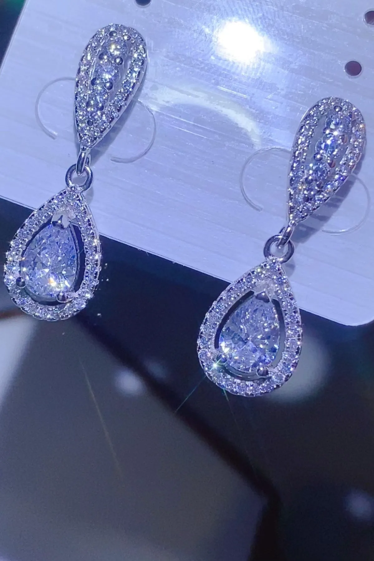 2 Carat Moissanite 925 Sterling Silver Teardrop Earrings sold by Charming Charlie product image thumbnail 3