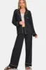Zenana Button Down Long Sleeve Top and Pants Lounge Set sold by Charming Charlie
