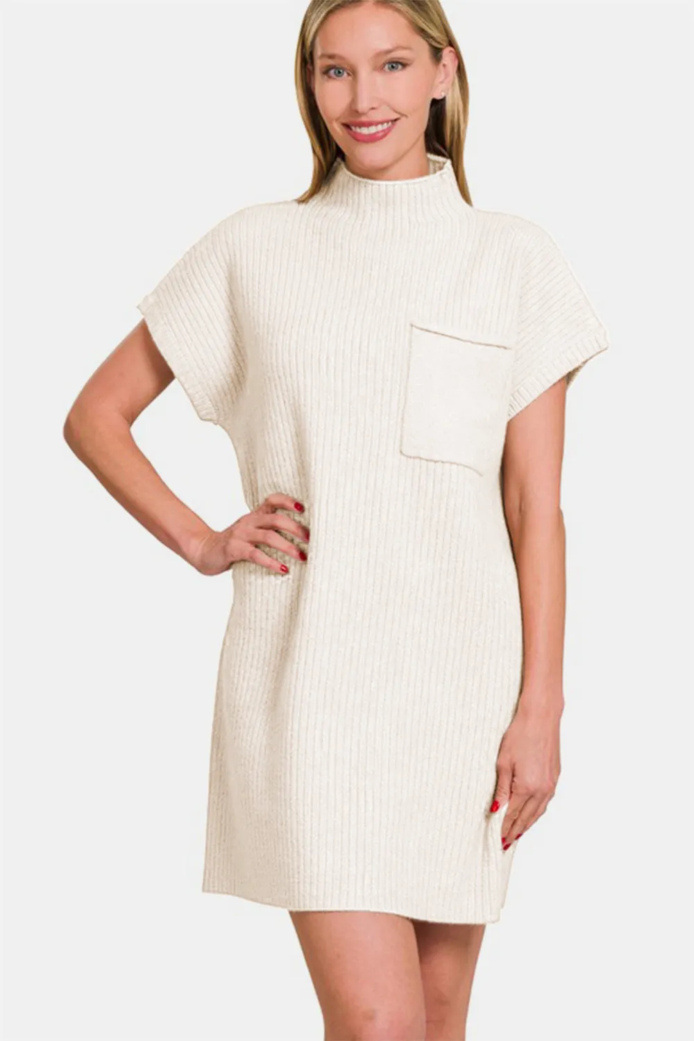 Zenana Short Sleeve Sweater Mini Dress sold by Charming Charlie