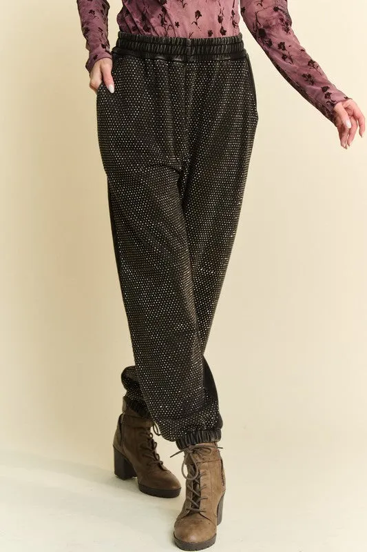 Davi & Dani Rhinestone Elastic Waist Joggers sold by Charming Charlie product image thumbnail 4