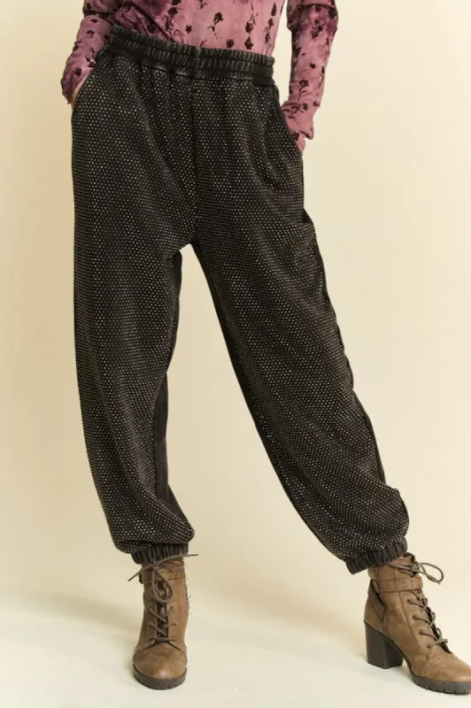 Davi & Dani Rhinestone Elastic Waist Joggers sold by Charming Charlie