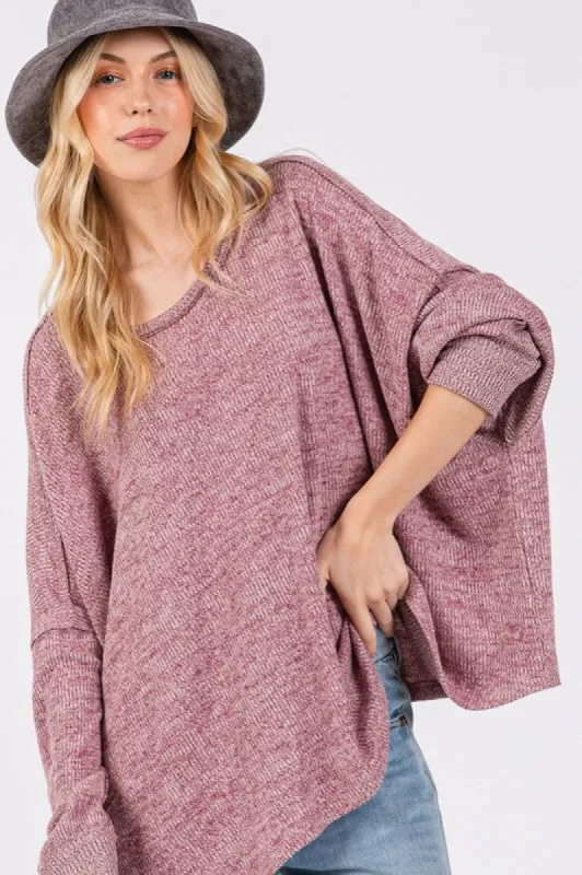 SAGE + FIG Round Neck Batwing Sleeve Oversize Top sold by Charming Charlie