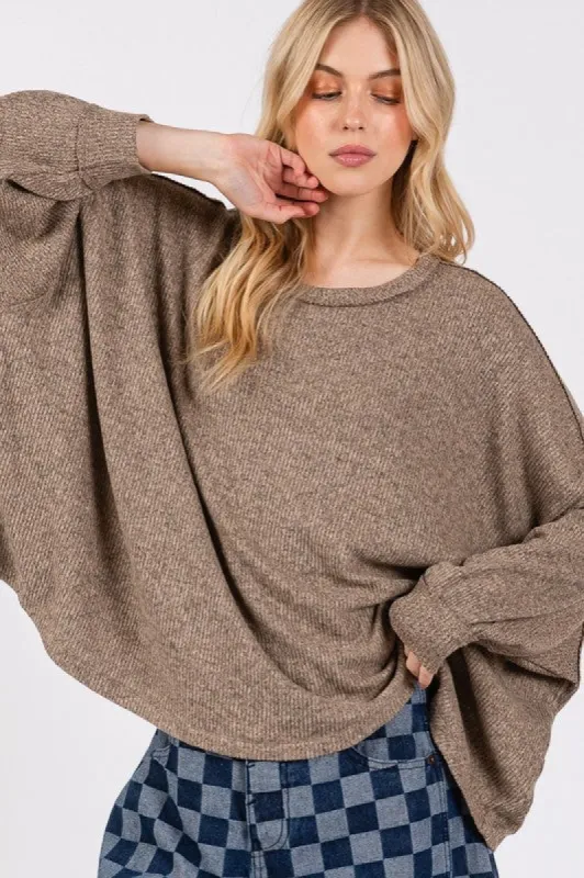 SAGE + FIG Round Neck Batwing Sleeve Oversize Top sold by Charming Charlie
