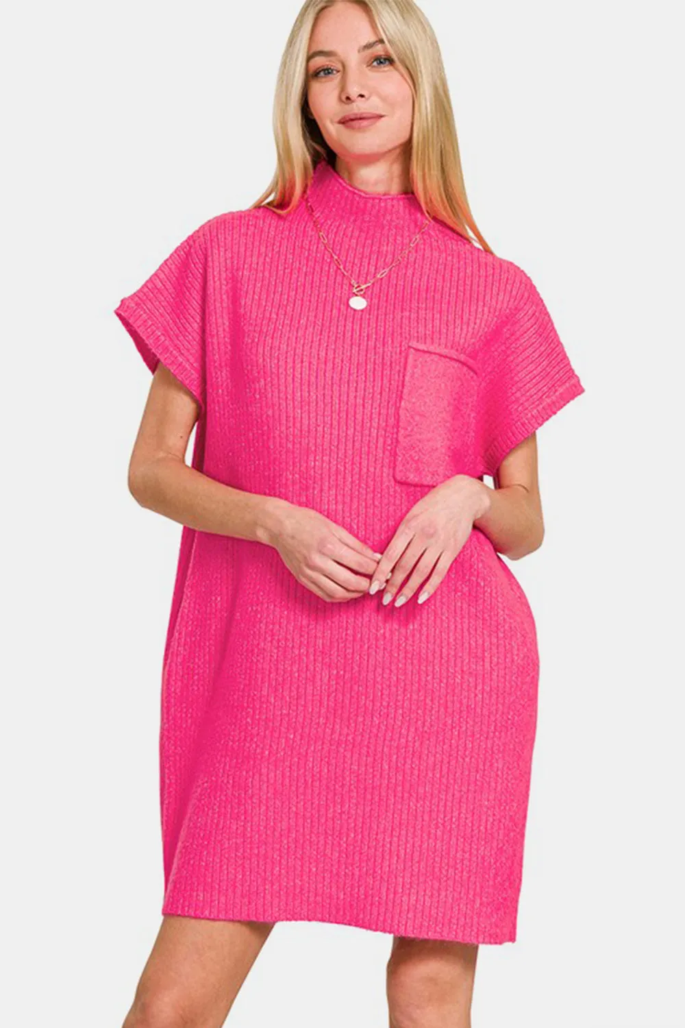 Zenana Short Sleeve Sweater Mini Dress sold by Charming Charlie