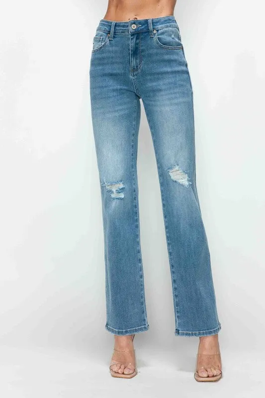 bytos Full Size Distressed High Rise Straight Jeans sold by Charming Charlie