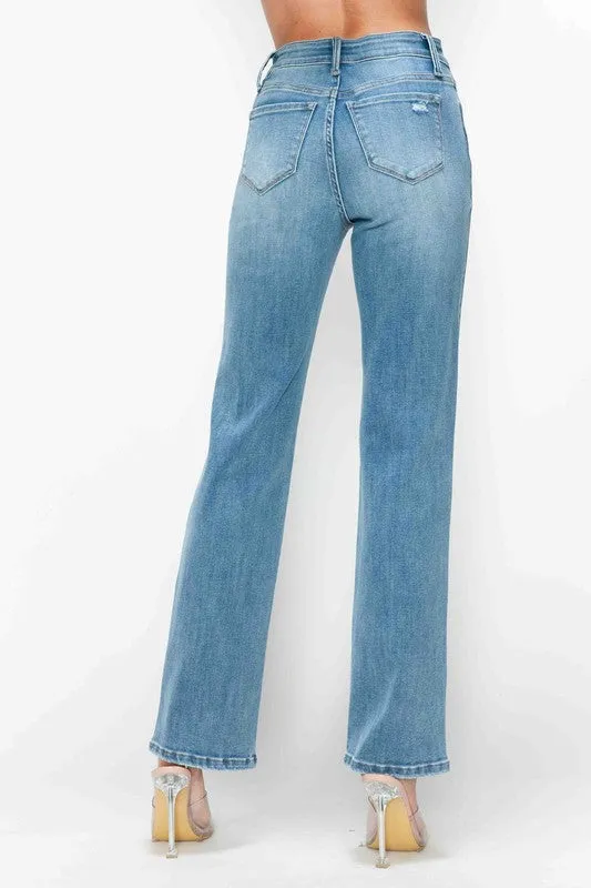 bytos Full Size Distressed High Rise Straight Jeans sold by Charming Charlie product image thumbnail 2