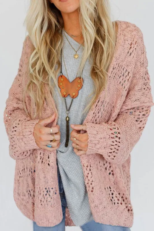 Openwork Open Front Long Sleeve Cardigan sold by Charming Charlie