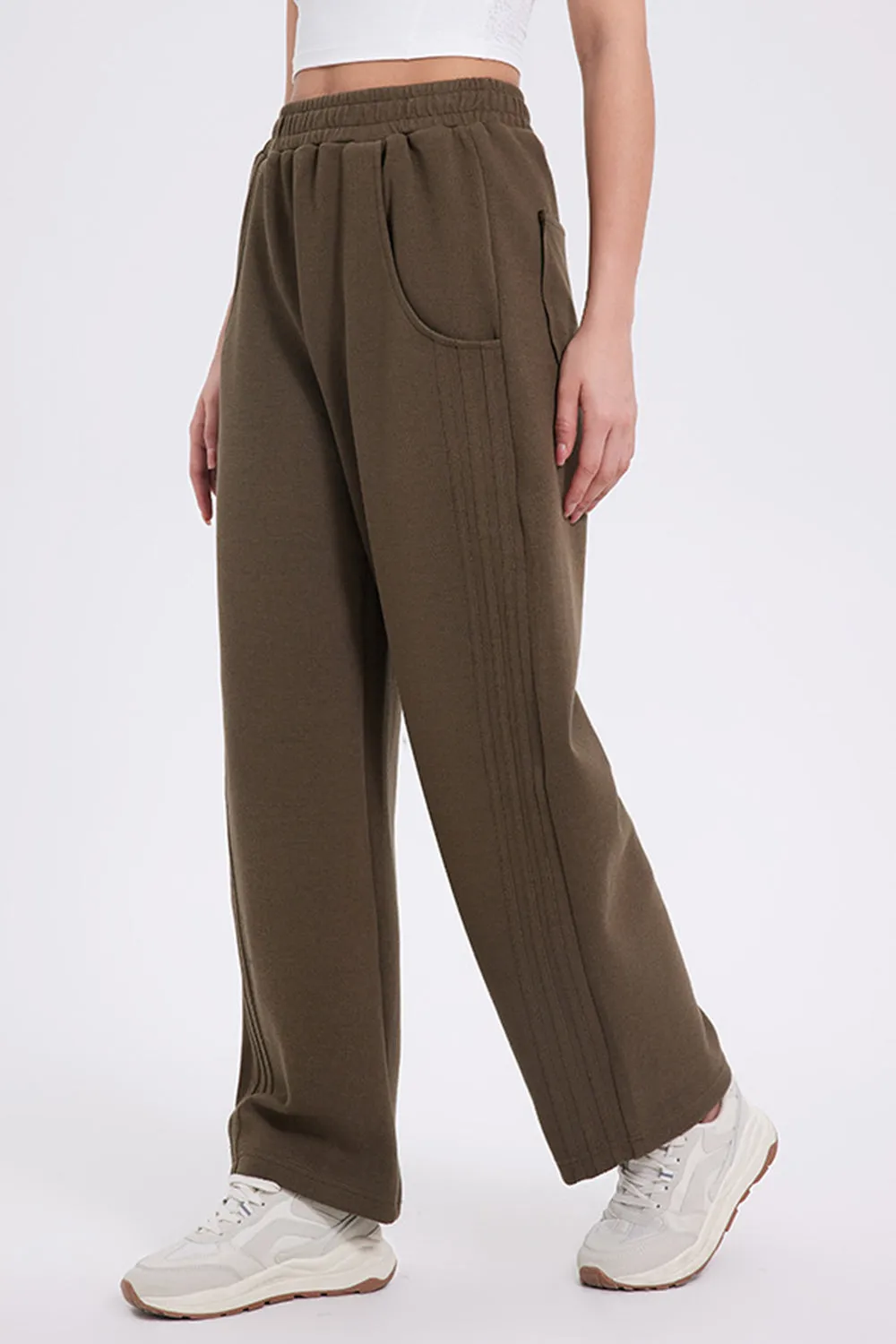 Basic Bae Elastic Waist Straight Leg Pants with Pockets sold by Charming Charlie product image thumbnail 4